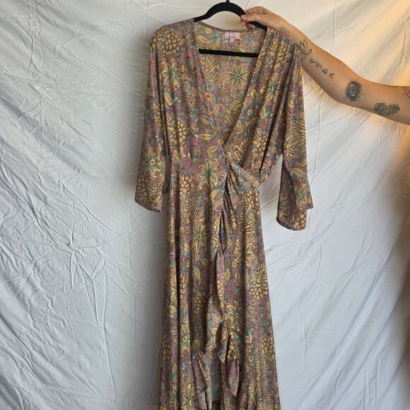 Cierra, Size L, Gold and Blue Silk - Picture 2 of 5